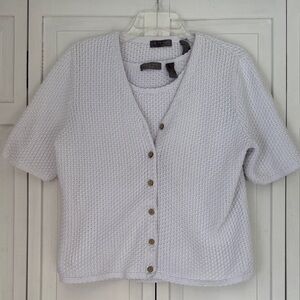 White Knit Short Sleeve Sweater Set